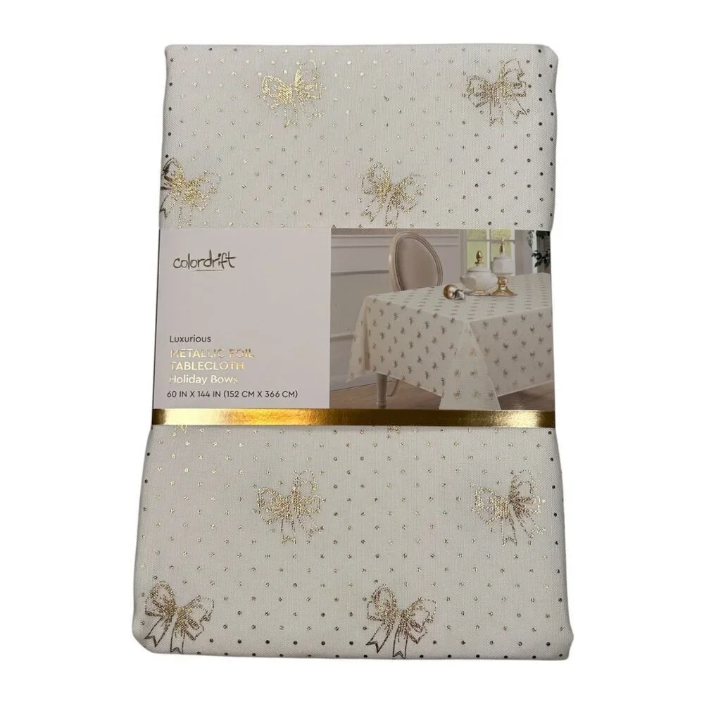 Colordrift Metallic Foil Gold Bow Tablecloth Bridal Shower Party Baby Shower Gla